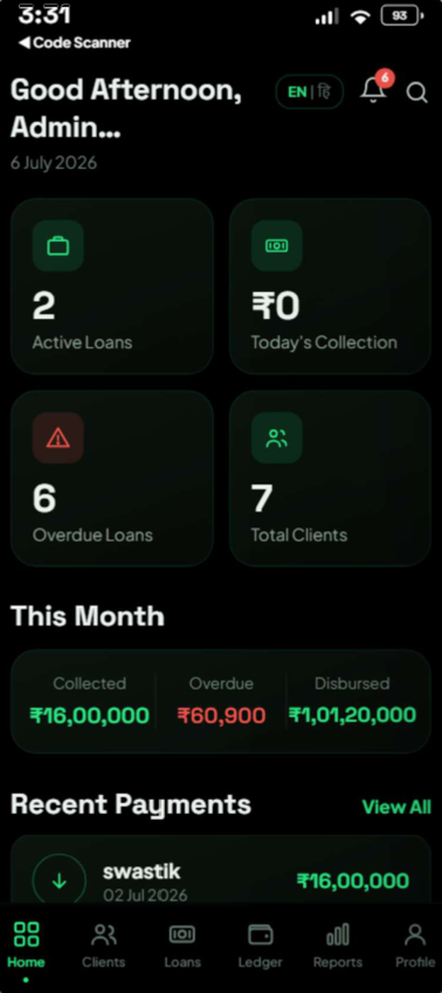 02 — Home dashboard